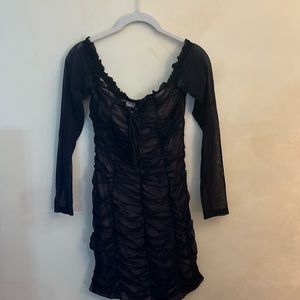 Mini Lace Mesh Off Shoulder Dress